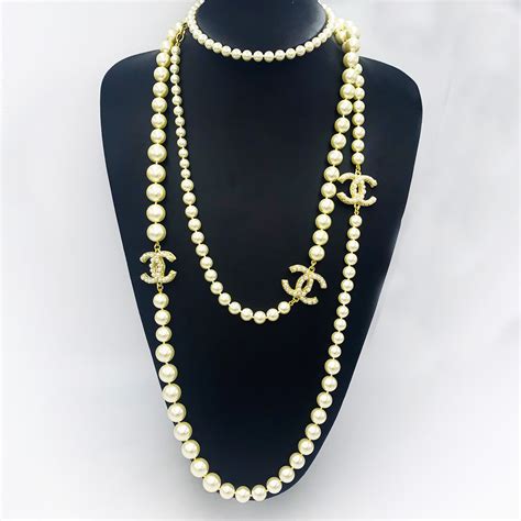 long pearl necklace chanel|chanel pearl necklace retail price.